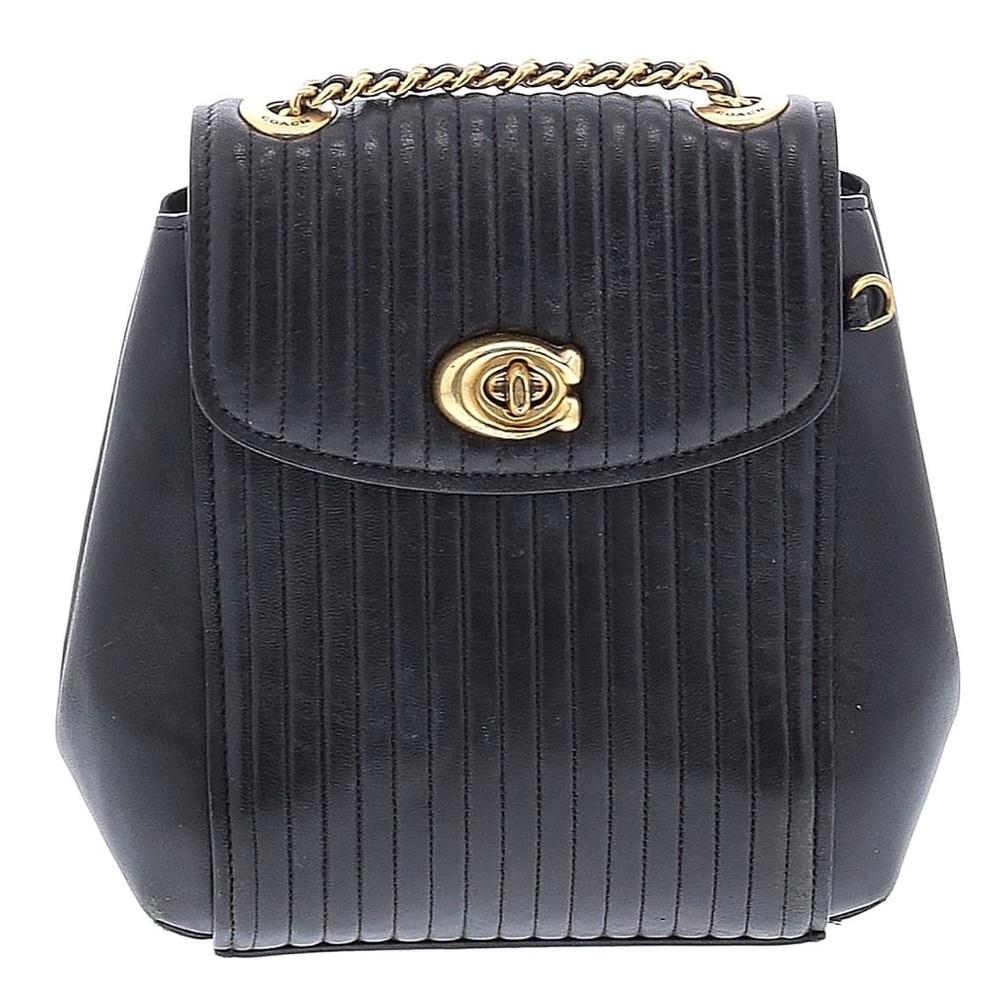 Coach Black Backpack with Gold Chain